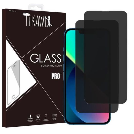 Tikawi x2 Verre trempé Noir Anti Espion Iphone 13 - 13 Pro (6.1
