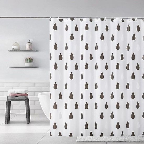 Clover-W120xH200cm -Ensemble de rideaux de douche étanches avec 12 crochets, pour salle de bain