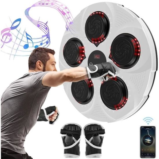 Macchina Boxe Da Parete Macchina Da Boxe Musicale Con Guantoni – Bluetooth, 3 Velocità, Luci LED, Per Adulti E Bambini, Da Parete Allenamento Boxe Bluetooth