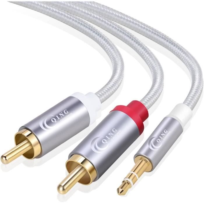 Câble RCA Jack Audio Stéréo 3.5mm3.5mm à 2 RCA Mâle Compatible avec Amplificateur Autoradio