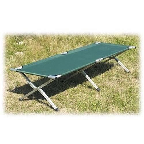 Lit De Camp Repliable Aluminium - Modèle Américain Vert Foncé - 190 X 65 X 42 Cm - Charge Max 120 Kg