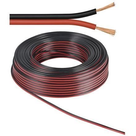 Alpexe® Câble d'enceinte rouge-Noir 25 m - rouleau, Câble diametre 2 x 0,5 mm² - LSK 2X0.5 ROUGE-NOIR - 25m CU