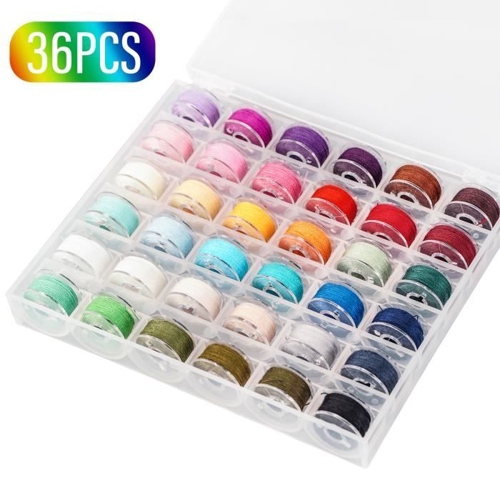 Coudre Bobines 36Pcs, Machine à coudre fil de canette avec boîte de rangement