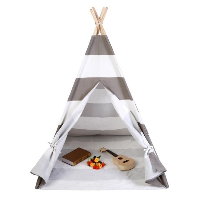 Teepee Enfants Jeu Playhouse Tente Portable Maison De Jeu En Plein Air 120 * 120 * 145cm (Gris Blanc) -OHL