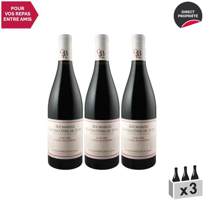 Bourgogne Hautes Côtes de Nuits Clos des Dames Huguettes Rouge 2017 - Lot de 3x75cl - Domaine Gavignet-Béthanie et Filles - Vin AOC
