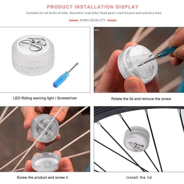 4 LED Roues de vélo de vélo imperméable à l'eau Pneus Lampe Riding Feux d'avertissement Lumière de vélo 666