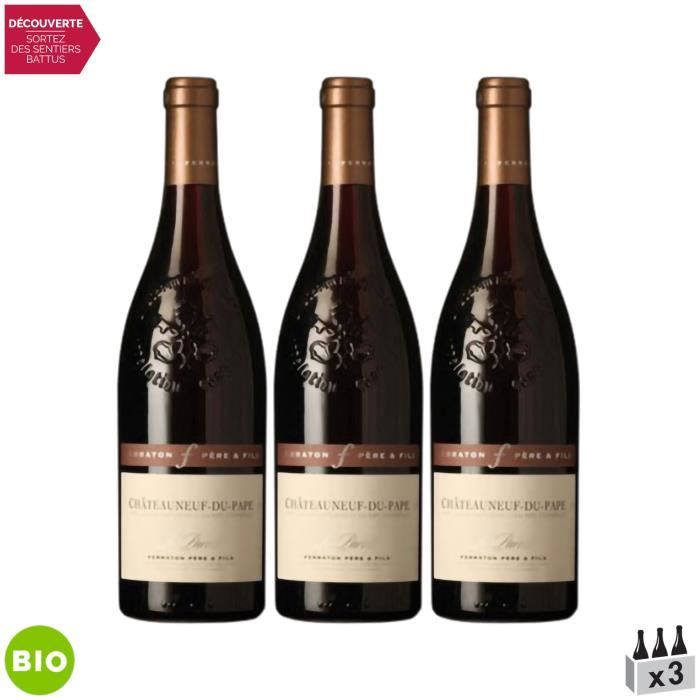 Châteauneuf-du-Pape Le Parvis Rouge 2010 - Bio - Lot de 3x75cl - Ferraton Père et Fils - Vin AOC Rouge de la Vallée du Rhône