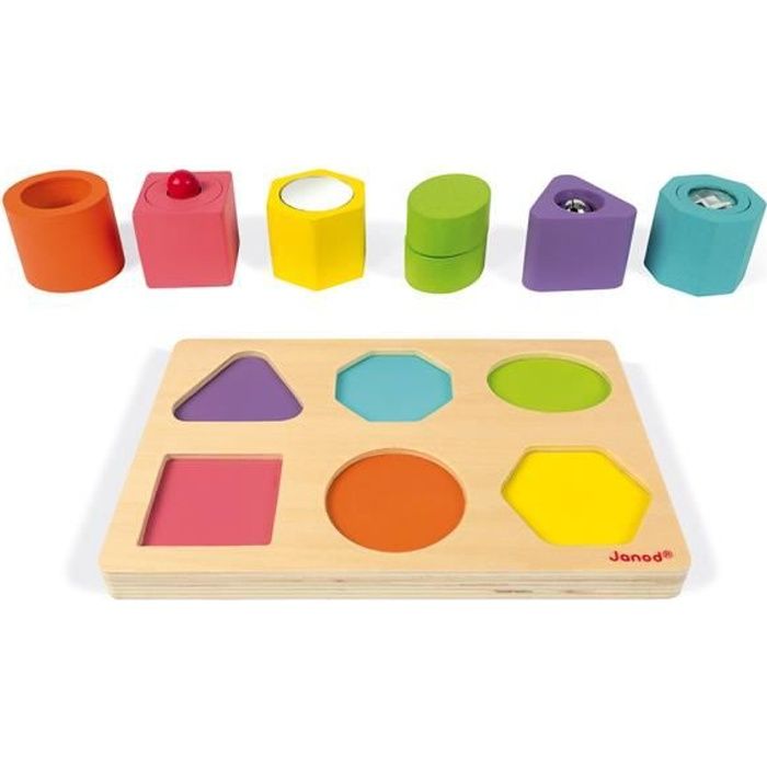JANOD - Puzzle 6 cubes sensoriels (bois) - Des 1 An