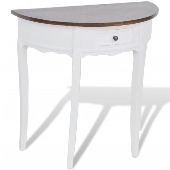 Economique❤ Table console Mode - Table de Salon Armoire console avec tiroir et Plateau De Table marron Demi-ronde ♪♪58867
