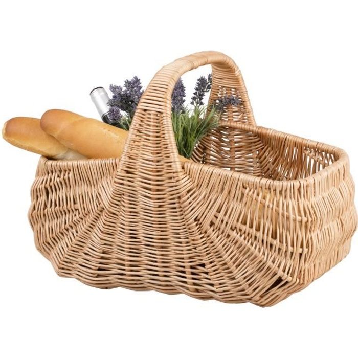 Grand panier rectangulaire à garnir en osier naturel
