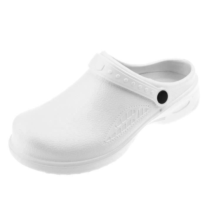 BOTTES PROFESSIONNELLES Hommes, femmes, cuisinier, soins médicaux, chaussures, ultralite, sabots, sangle, 39, blanc