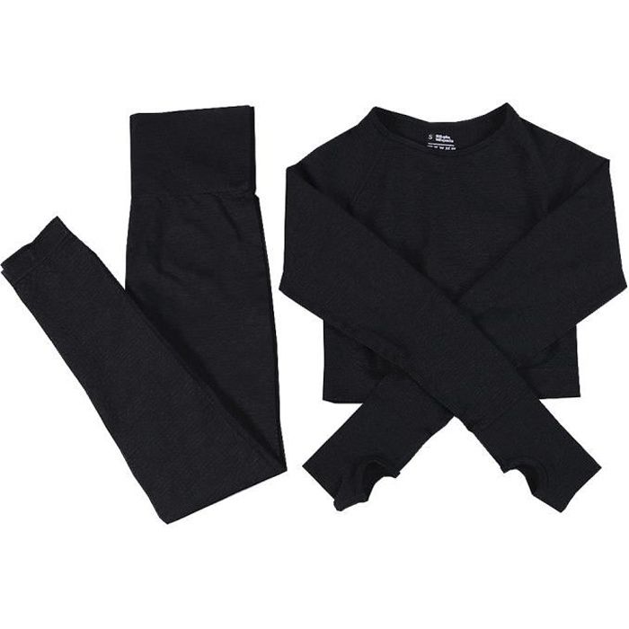 Femmes sans couture Yoga Set Costumes de sport Fitness Gym Vêtements à manches longues cultures shirt de taille en cours Jambières S