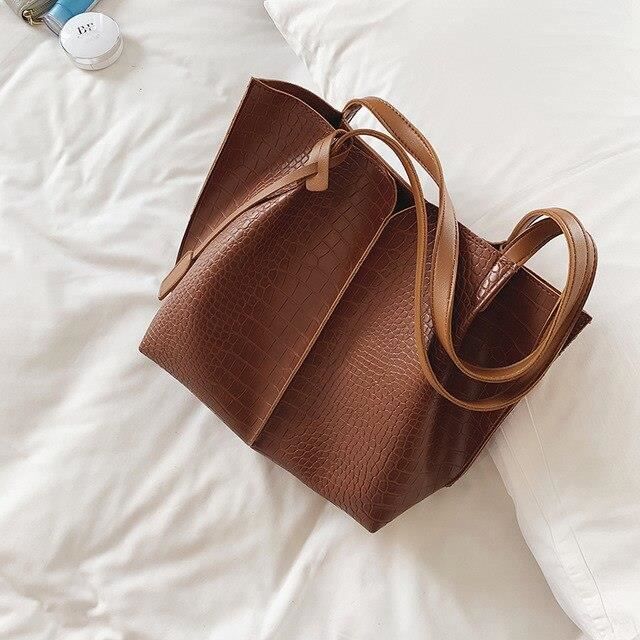Simple grand sac à main femme 2019 nouvelle vague mode grande capacité sac fourre tout haute qualité PU cuir sauvage sac~E3788