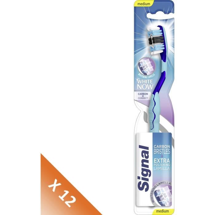 SIGNAL Lot de 12 Brosses à dents White Now Manuelle Medium Poils