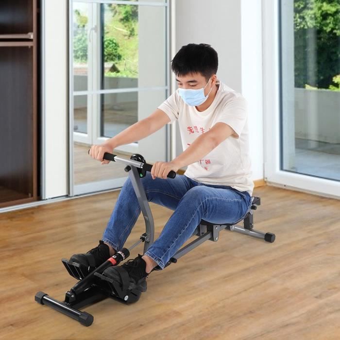 Rangée assise de rameur d'équipement de forme aérobie de machine à ramer pour les sports cardio de gymnase-WQ069