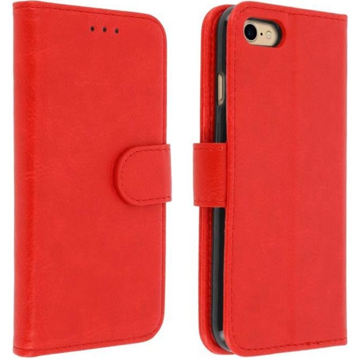 Housse iPhone 7 / iPhone 8 Etui Clapet Porte carte Fonction support - rouge