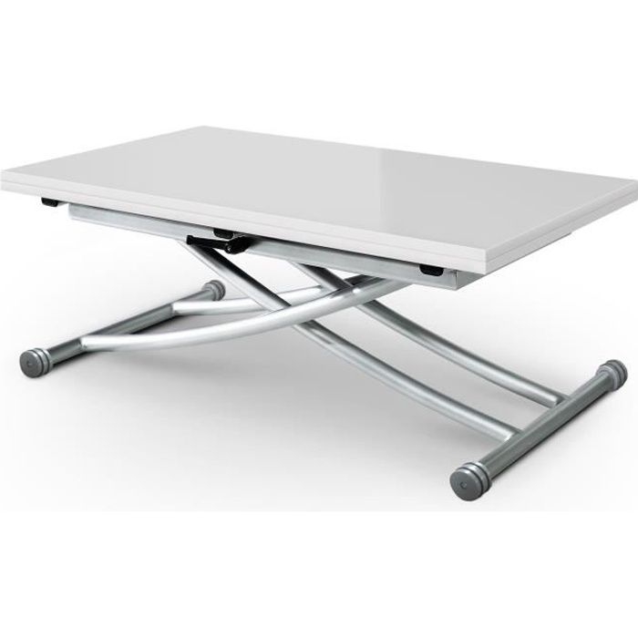 Table basse relevable Carrera Blanc laqué