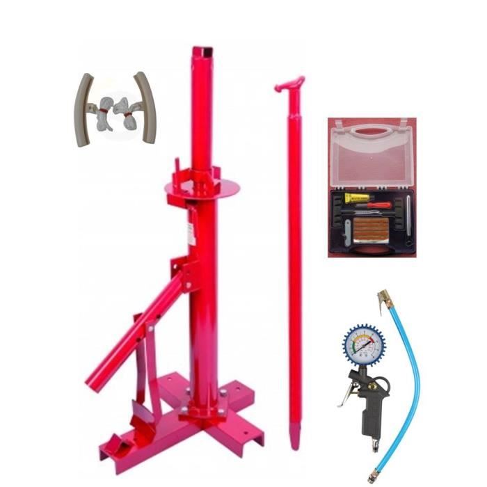 Démonte pneu manuel auto + 1 Kit réparation pneu 20 mèches tubeless + 1 Pistolet de gonflage + 1 Paire de Protection Jantes