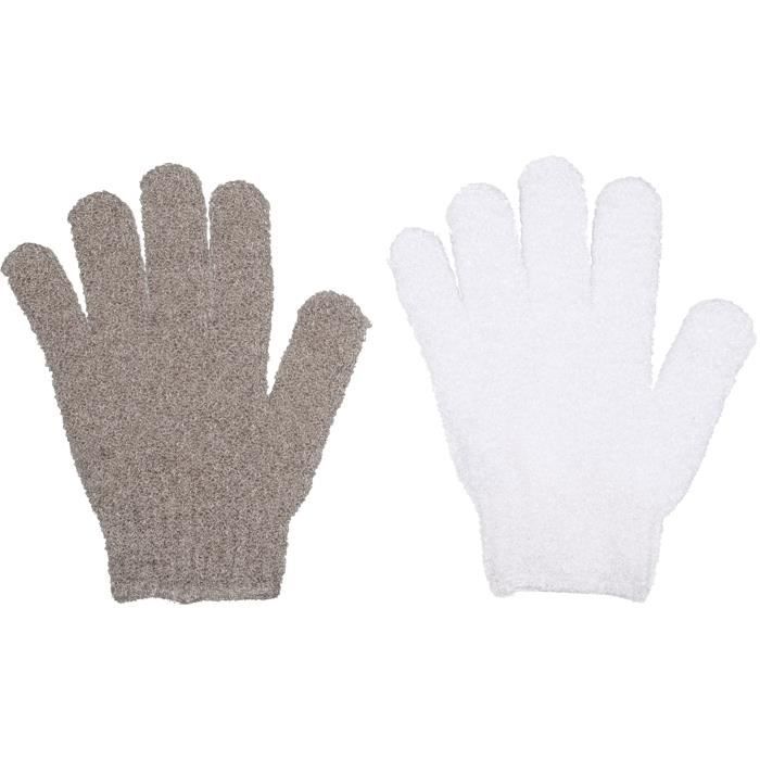 GLAMOUR SPA - LOT DE 2 GANTS MASSANT ET EXFOLIANT DOUX - 18,5 x 15 cm