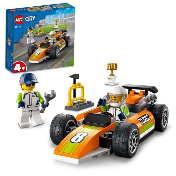 LEGO® 60322 City Great Vehicles La Voiture de Course, Jouets Créatifs Style Formule 1 pour Enfants +4 Ans, avec Minifigures