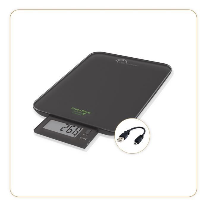 LITTLE BALANCE Balance Green Power USB retractable - Inox - Noir - 10kg