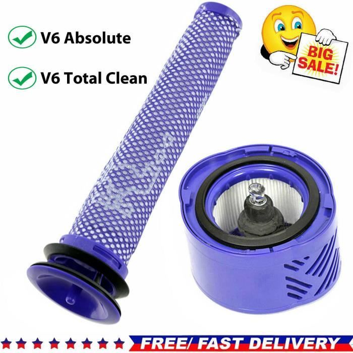 Filtre moteur pré + post HEPA pour DYSON V6 Aspirateur sans fil Absolute Total Clean