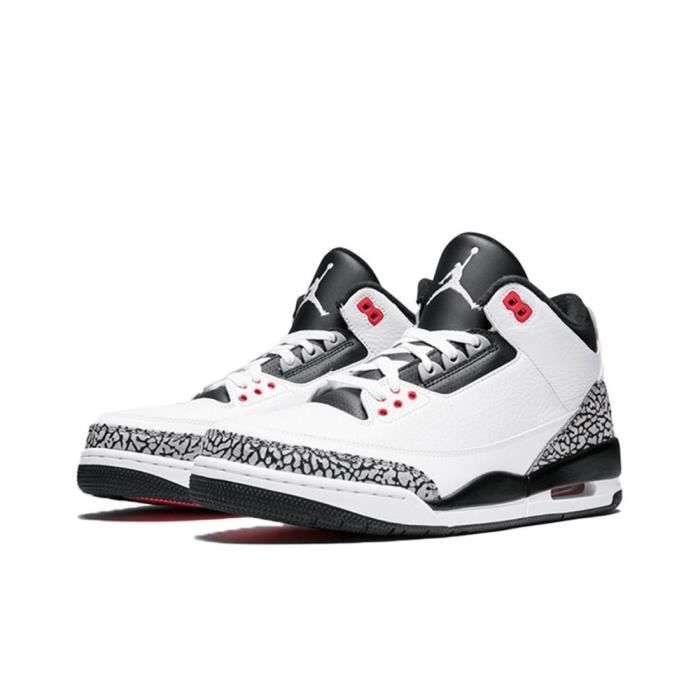 Air-Jordan 3 Retro Infrared 23 Blanche et Noir Homme Femme Chaussures de Basket AJ3 Pas Cher