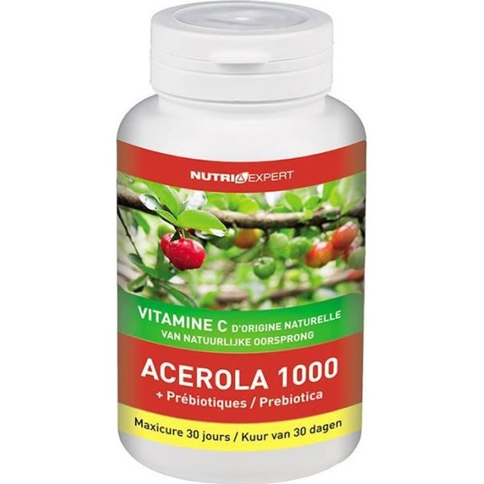 Acerola 1000 Vitamine C d’Origine Naturelle + Prébiotiques