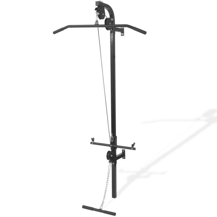 Appareil de musculation mural avec 2 poulies Machines d'haltérophilie et supports pour barres
