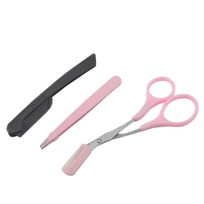 3pcs Stainless Steel Eyebrow Trimming Set Portable Grooming Kit Beauty Tools for Women SOIN DES CILS - SOURCILS - COLORATION
