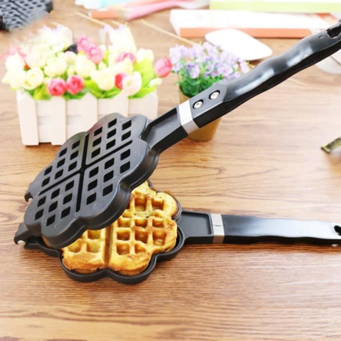 En forme de coeur bricolage gaufrier gaufrier moule à gâteau plateau de cuisson accessoires de cuisson ménagers pour gaz-CHD