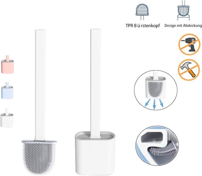 Brosse WC Silicone EWEIMA Avec Support - Nettoyage Hygiénique Sans éclaboussures !