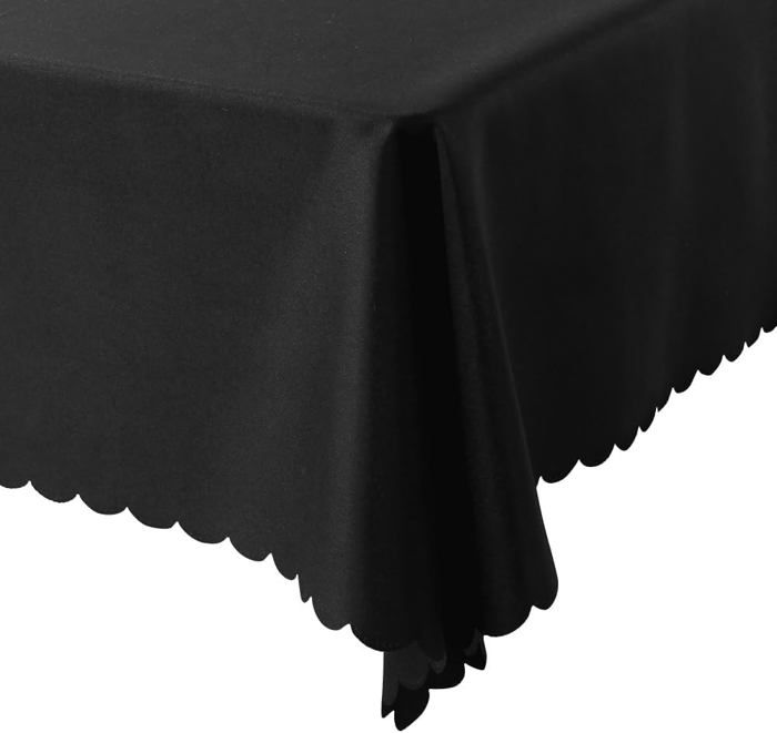 Nappe Anti-taches Imperméable - Tissu Lavable Avec Revêtement Téflon, Effet Lotus, 180x140 Cm, Noir Rayé
