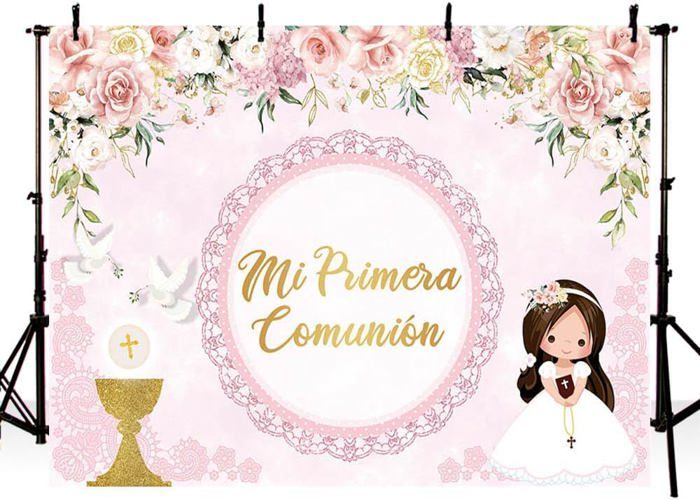 MEHOFOND Toile De Fond Pour Photographie De 1er Anniversaire De Fille Rose De 2,1 X 1,5 M - Ballons Arc-en-ciel - Accessoires De Studio Photo - Décoration De Fête Bohème - Bannière