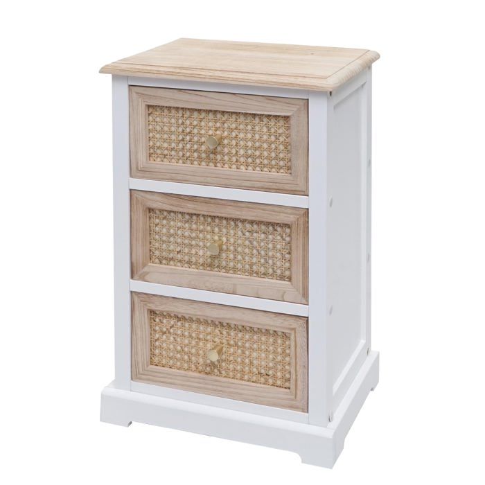 Commode armoire a tiroirs en bois rotin 63x40x28 cm blanc couleur naturelle 04_0006508 Commode armoire a tiroirs en bois rotin 63x40x28 cm blanc couleur naturelle 04_0006508
