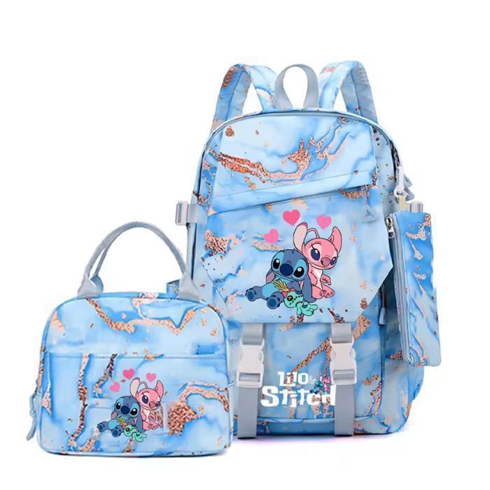 Minecraft Ensemble 4 Pièces Sac à Dos + Boîte Déjeuner + Trousse + Gourde – Bleu Rose Panda & Creeper, Officiel Pour Filles