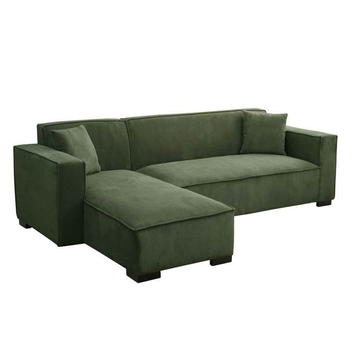 Canapé dangle gauche 3 places gauche vert kaki L 247 cm Alphy - Oviala