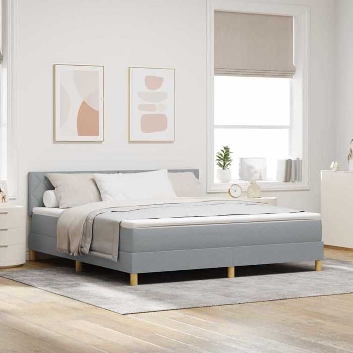 vidaXL Lit à ressorts avec coussin Gris clair 180 x 200 cm tissu 3339014