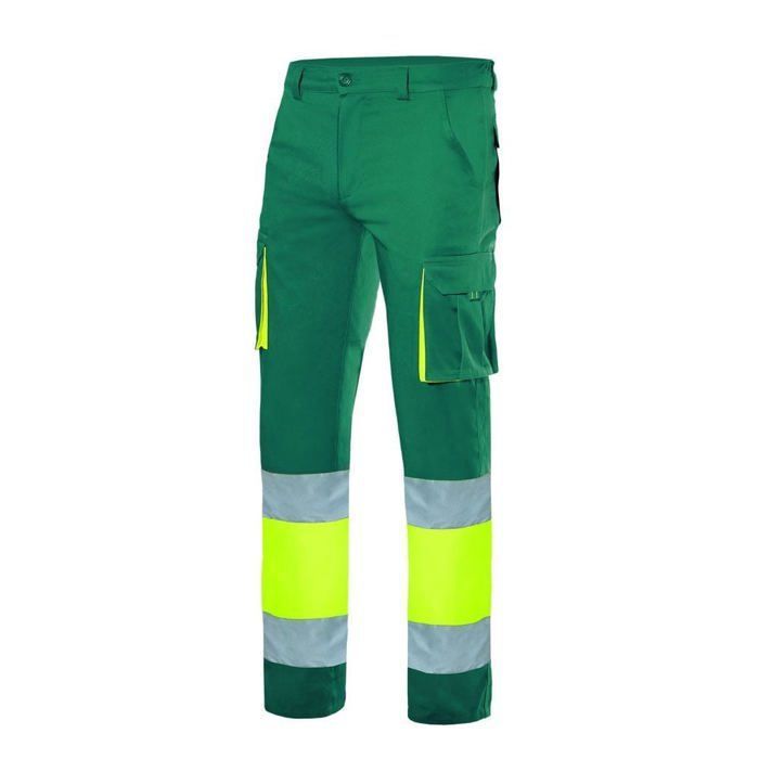 VELILLA Pantalon Multi-Poches Haute Visibilité Jaune Fluo - Taille XL Ou XXL, Confort Et Sécurité Au Travail