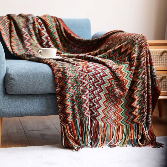 Jeté de canapé - AIMOONSA - Tribale Mandala - 130x200 cm - Multicolore - Polyester doux
