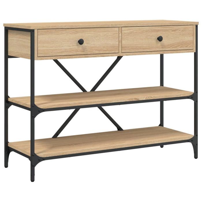 CLARENCE® Table console Table dappoint Table dEntrée avec tiroirs et étagères chêne sonoma ll1060
