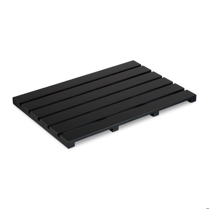 tapis de bain en bambou 54x36 cm antidérapant caillebotis pour sauna douche intérieur & extérieur noir Label