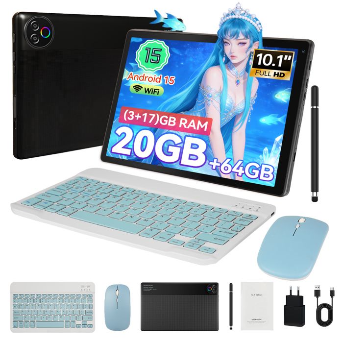 TABLETTE TACTILE - KOTSREN - Android 15 101 - 20Go (3+17) RAM - 64Go stockage (ext. 1TB) - WiFi 6