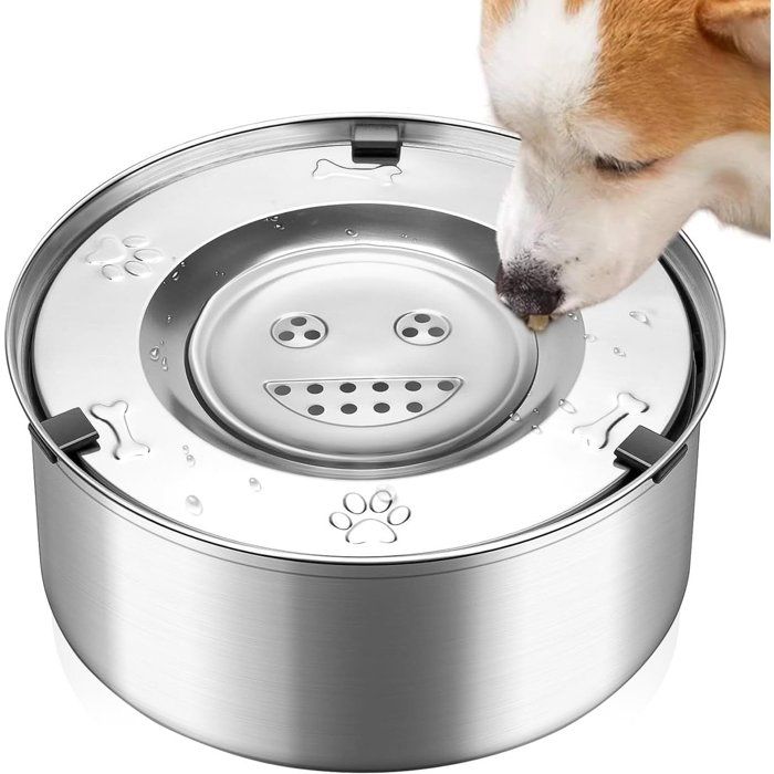 Gamelle pour chien 3L - Gamelle anti-déversement en acier inoxydable pour grands chiens - Dégustation lente sans gouttes -