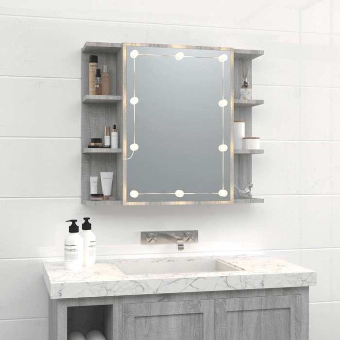 Promo printempsArmoire à miroir à LED de bainCLARENCE60 kg capacitéPlacard Mural Sonoma gris 70x165x60 cm - M428493