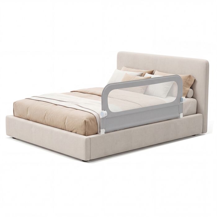 COSTWAY Barrière de Lit Pliable pour Tout-Petits 150 cm avec Housse Amovible en Tissu Oxford & Base en U Robuste Sangle en Y Gris COSTWAY Barrière de Lit Pliable pour Tout-Petits 150 cm avec Housse Amovible en Tissu Oxford & Base en U Robuste Sangle en Y Gris