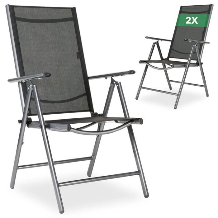 AREBOS Lot de 2 chaises de jardin dossier haut et pliables Dossier réglable sur 7 positions jusquà 150° Charge 120 kg AREBOS Lot de 2 chaises de jardin dossier haut et pliables Dossier réglable sur 7 positions jusquà 150° Charge 120 kg