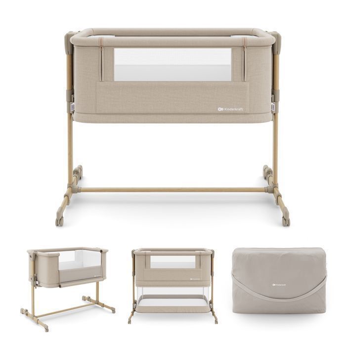 Lit bébé Kinderkraft NESTEE GROW 2 cododo évolutif 3 en 1 hauteur réglable 5 niveaux matelas inclus pliable beige Lit bébé Kinderkraft NESTEE GROW 2 cododo évolutif 3 en 1 hauteur réglable 5 niveaux matelas inclus pliable beige