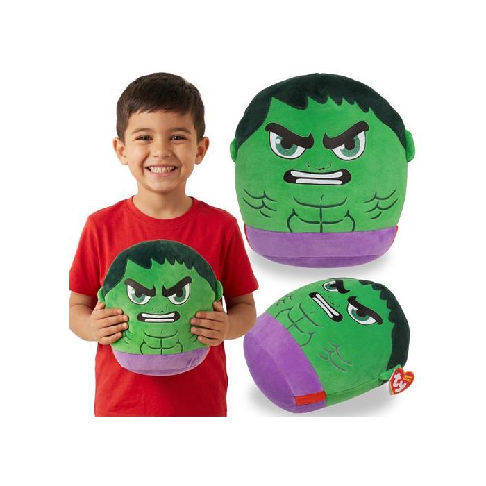 TY MARVEL Hulk - Douillet coussin décoratif SQUISHY BEANIES coussin pour la chambre - mascotte ronde 22cm