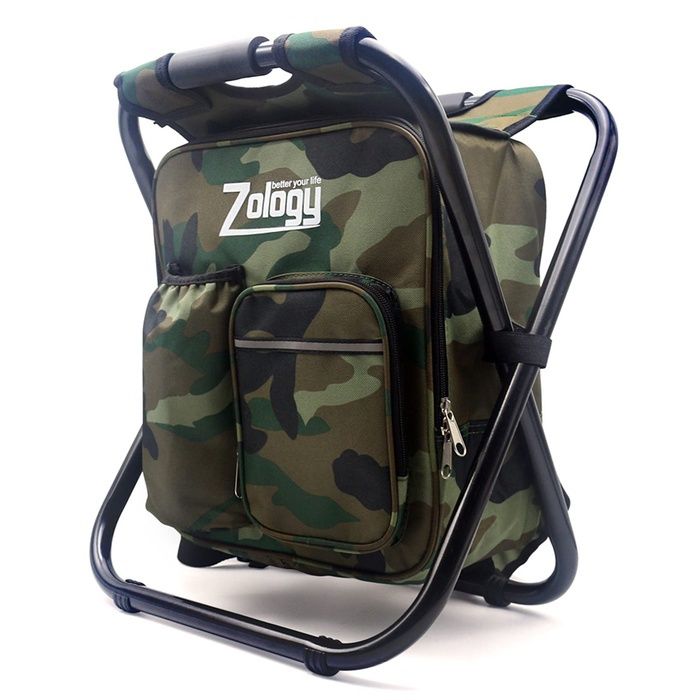 Paniers Sièges Pliant Camping Chaise Tabouret avec Refroidisseur Isolé Sac de Pique-Nique Camouflage Portable Randonn PACK MATERIEL